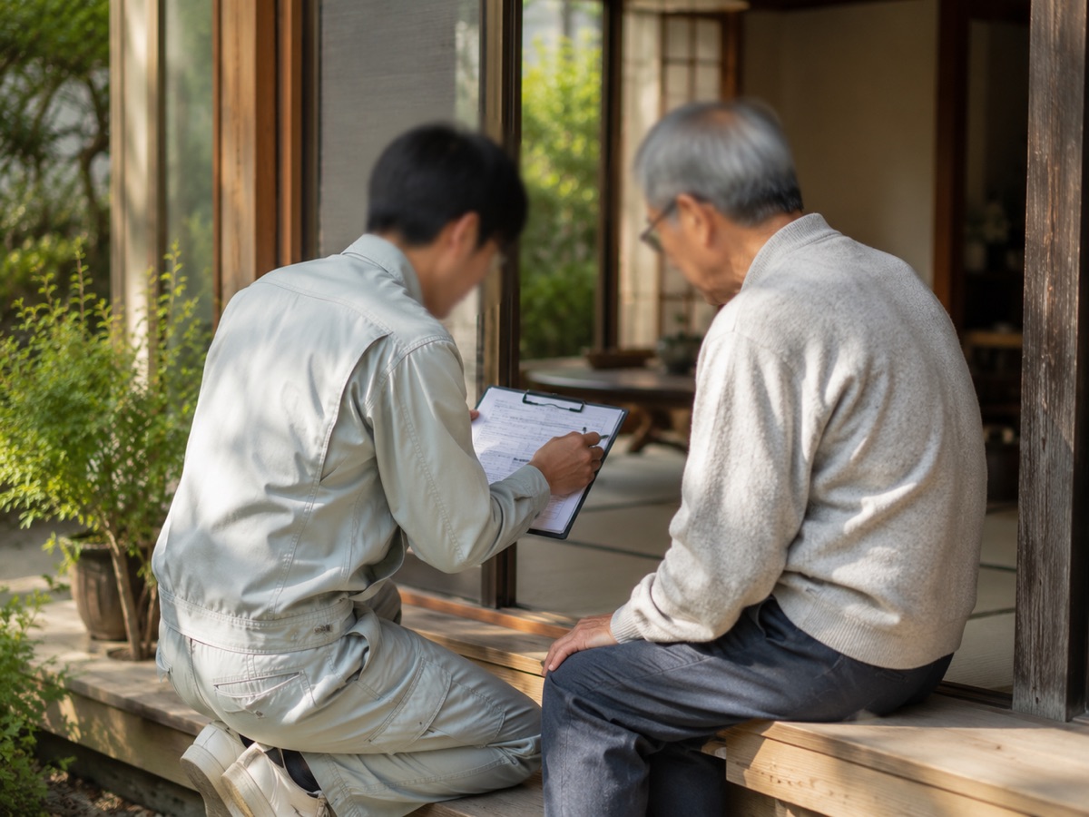 ご自宅でお話を伺う様子